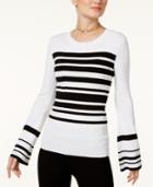 Inc International Concepts Striped Bell-sleeve Sweater, Only At Macy's