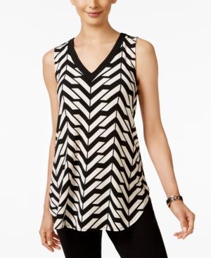 Alfani Printed Embellished Swing Top, Only At Macy's