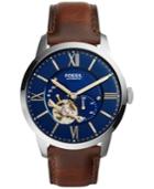 Fossil Men's Automatic Chronograph Townsman Brown Leather Strap Watch 44mm Me3110
