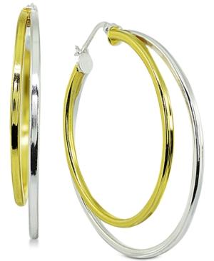 Giani Bernini Two-tone Double Hoop Earrings In Sterling Silver & 24k Gold-plated Sterling Silver, Created For Macy's