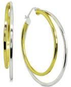 Giani Bernini Two-tone Double Hoop Earrings In Sterling Silver & 24k Gold-plated Sterling Silver, Created For Macy's