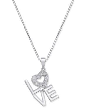 Diamond Love Pendant Necklace (1/10 Ct. T.w.) In Sterling Silver