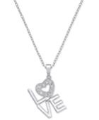 Diamond Love Pendant Necklace (1/10 Ct. T.w.) In Sterling Silver