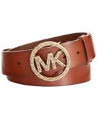 Michael Michael Kors Hammered Mk Logo Buckle Belt