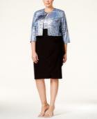 Msk Plus Size Peacock-print Sequined Sleeveless Dress And Jacket