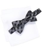 Alfani Black Bow Tie & Solid Pocket Square Set, Only At Macy's