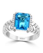 Effy Blue Topaz (4 Ct. T.w.) And Diamond (1/10 Ct. T.w.) Ring In Sterling Silver