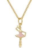 Lily Nily Children's 18k Gold Over Sterling Silver Necklace, Pink Enamel Ballerina Pendant