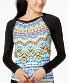 Bar Iii Tulum Tie-dyed Rash Guard, Only At Macy's Women's Swimsuit