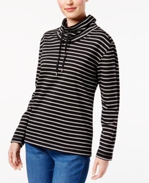 Karen Scott Striped Funnel-neck Top, Created For Macy's