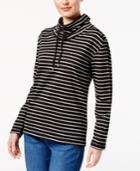 Karen Scott Striped Funnel-neck Top, Created For Macy's