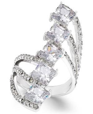 Joan Boyce Silver-tone Cubic Zirconia Knuckle Ring