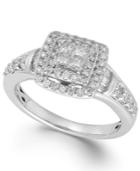 Diamond Halo Ring In 14k White Gold (5/8 Ct. T.w.)