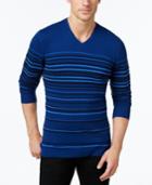 Alfani Men's Striped V-neck Sweater, Only At Macy's