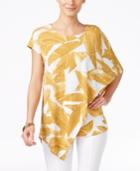 Alfani Petite Printed Asymmetrical Overlay Top, Only At Macy's