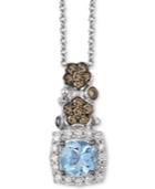 Le Vian Sea Blue Aquamarine (1/2 Ct. T.w.), Chocolate Diamond (1/3 Ct. T.w.) And Vanilla Diamond (1/10 Ct. T.w.) Pendant Necklace In 14k White Gold