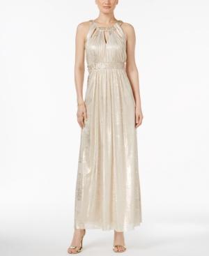 Jessica Howard Embellished Metallic Cutout Gown
