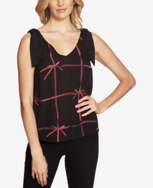 Cece Bow-printed Tie-strap Top