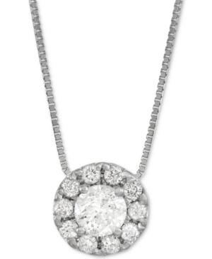 Diamond Halo 18 Pendant Necklace (1/3 Ct. T.w.) In 14k White Gold