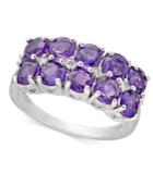 Amethyst (2 Ct. T.w.) & Diamond Accent Double Row Statement Ring In 14k White Gold