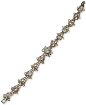 Marachesa Gold-tone Imitation Pearl & Crystal Link Bracelet