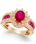 Sapphire (2-1/5 Ct. T.w.) And Diamond (3/4 Ct. T.w.) Ring In 14k White Gold (also Available In Emerald & Ruby)