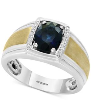 Effy Men's Sapphire (1-7/8) & Diamond Accent Ring In Sterling Silver And 14k Gold