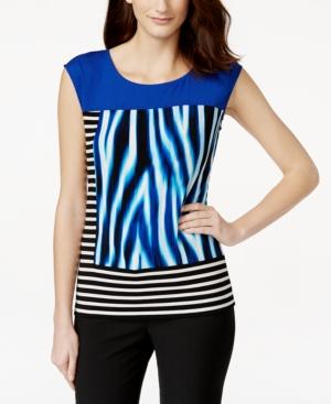 Calvin Klein Print Blocked Cap-sleeve Top