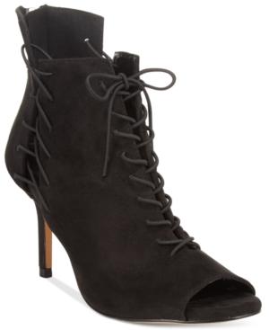 Chelsea & Zoe Kira Lace-up Peep-toe Booties Women's Shoes