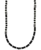 R.t. James Men's Silver-tone Black Stone Beaded Statement Necklace, A Macy's Exclusive Style