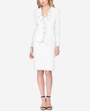 Tahari Asl Petite Three-button Ruffled Skirt Suit