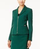 Tahari Asl Petite Ponte Zip-front Hardware Jacket