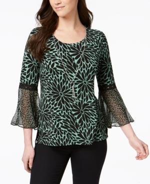 Jm Collection Bell-sleeve Necklace Top, Created For Macy's