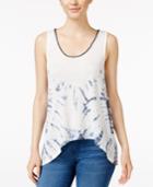 Miss Me Cowl-back Tie-dyed Tank Top