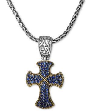Balissima By Effy Sapphire Cross Pendant (7/8 Ct. T.w.) In Sterling Silver And 18k Gold