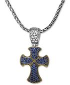 Balissima By Effy Sapphire Cross Pendant (7/8 Ct. T.w.) In Sterling Silver And 18k Gold