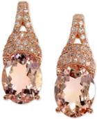 Effy Morganite (3-1/3 Ct. T.w.) & Diamond (1/5 Ct. T.w.) Drop Earrings In 14k Rose Gold