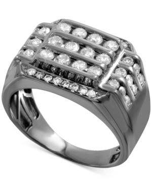 Men's Gray Diamond Horizontal Cluster Ring (1-1/2 Ct. T.w.) In Sterling Silver With Gray Rhodium Plating