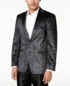 Tallia Men's Slim-fit Black Snakeskin-print Velvet Dinner Jacket