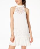 City Triangles Juniors' Crochet-trimmed Shift Dress