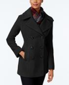 London Fog Double-breasted Peacoat With Scarf