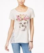 Hybrid Junior's Lace-back Graphic T-shirt