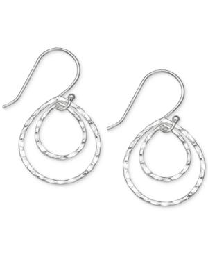 Giani Bernini Hammered Double Drop Earrings In Sterling Silver, Created For Macy's