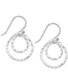 Giani Bernini Hammered Double Drop Earrings In Sterling Silver, Created For Macy's