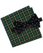 Tommy Hilfiger Men's Dot Bowtie & Plaid Pocket Square Set