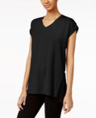 Style & Co. Petite Solid Cuffed-sleeve Top, Only At Macy's