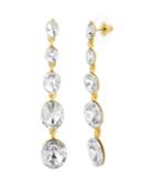 Catherine Malandrino Women's Tiered Round White Rhinestone Link Yellow Gold-tone Dangle Earrings