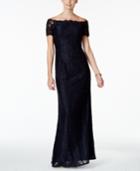 Adrianna Papell Lace Off-the-shoulder Gown