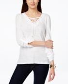 Inc International Concepts Lace-up T-shirt, Only At Macy's