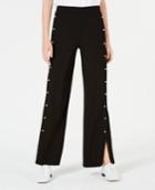 Almost Famous Juniors' Faux Pearl-trimmed Wide-leg Pants